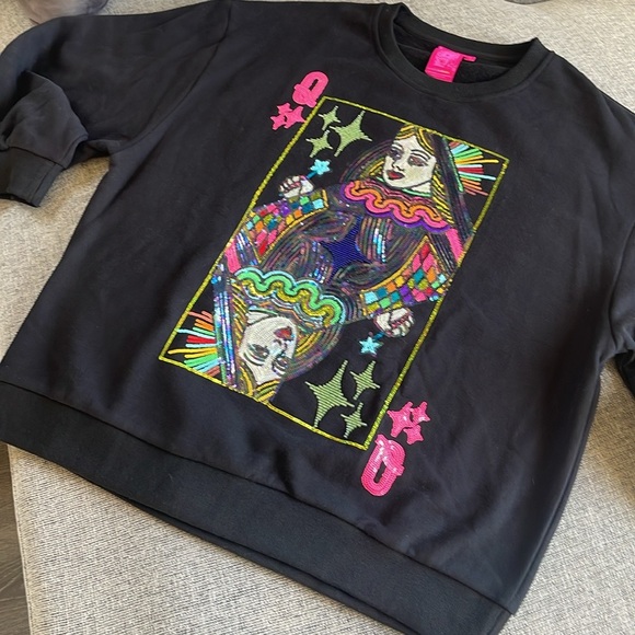 Queen of sparkles Sequin Queen of Hearts Cowgirl Crewneck Sweatshirt - Picture 2 of 3